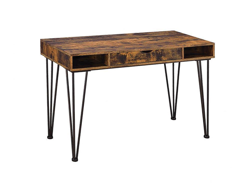 Olvera 1-drawer Writing Desk Antique Nutmeg and Dark Bronze - Furniture Center (NY)