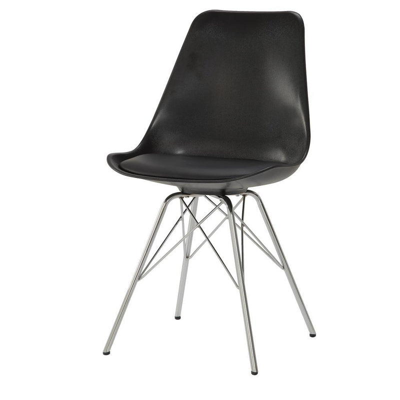 Juniper Armless Dining Chairs Black and Chrome (Set of 2) - Furniture Center (NY)