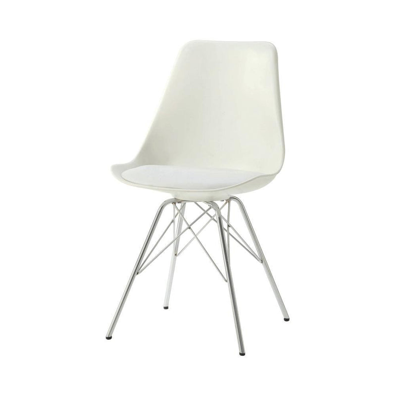 Juniper Armless Dining Chairs White and Chrome (Set of 2) - Furniture Center (NY)