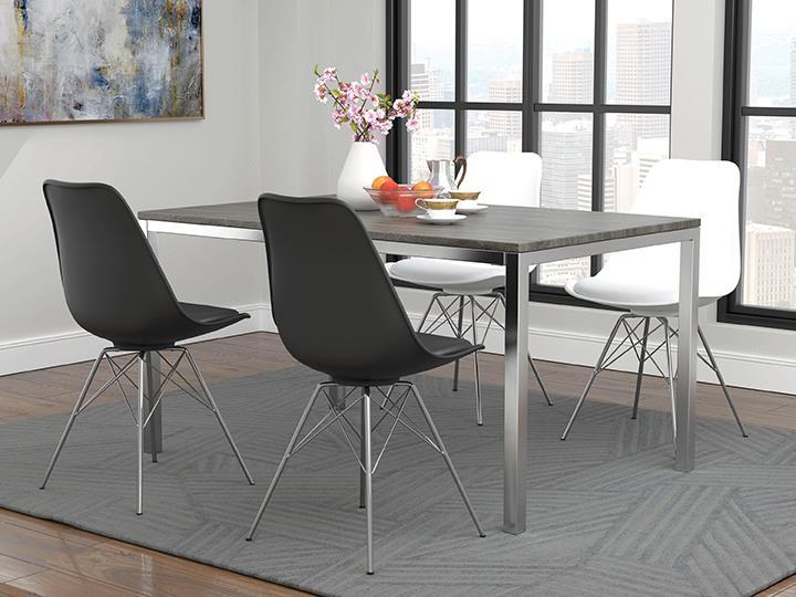 Juniper Armless Dining Chairs White and Chrome (Set of 2) - Furniture Center (NY)