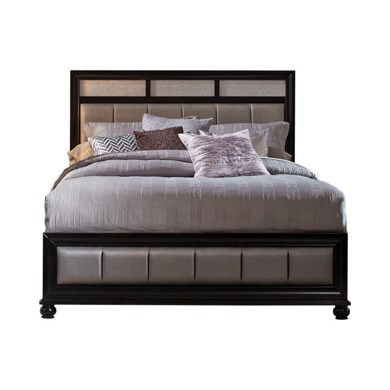 Barzini Queen Upholstered Bed Black and Grey - Furniture Center (NY)