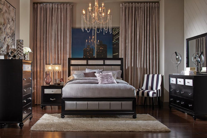 Barzini Queen Upholstered Bed Black and Grey - Furniture Center (NY)