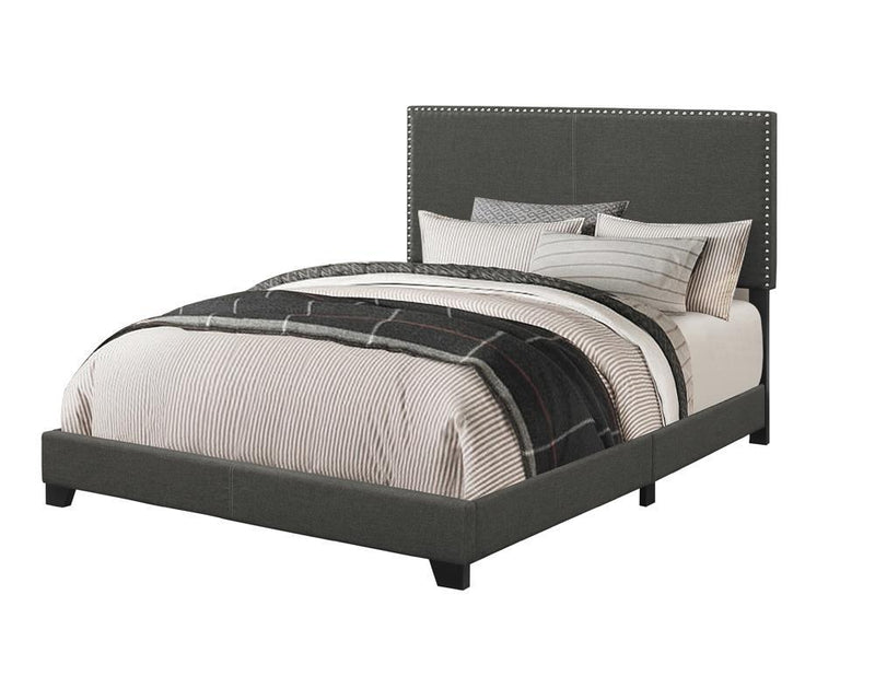 Boyd California King Upholstered Bed with Nailhead Trim Charcoal - Furniture Center (NY)