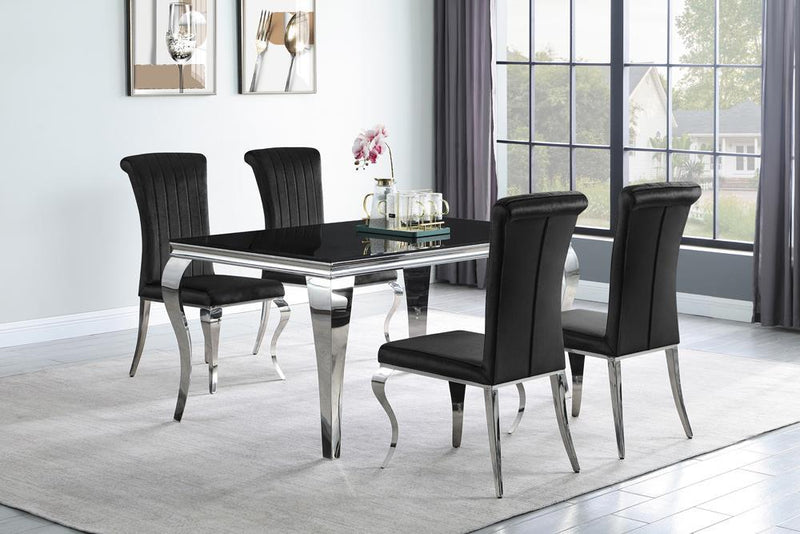 Carone Rectangular Dining Table Chrome and Black - Furniture Center (NY)