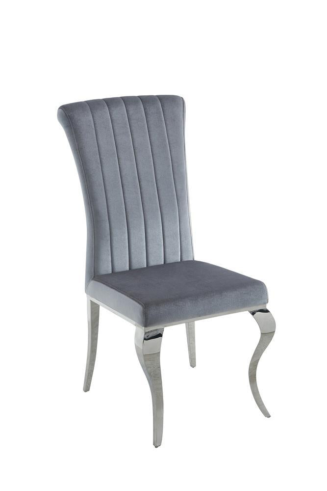 Betty Upholstered Side Chairs Grey and Chrome (Set of 4) - Furniture Center (NY)