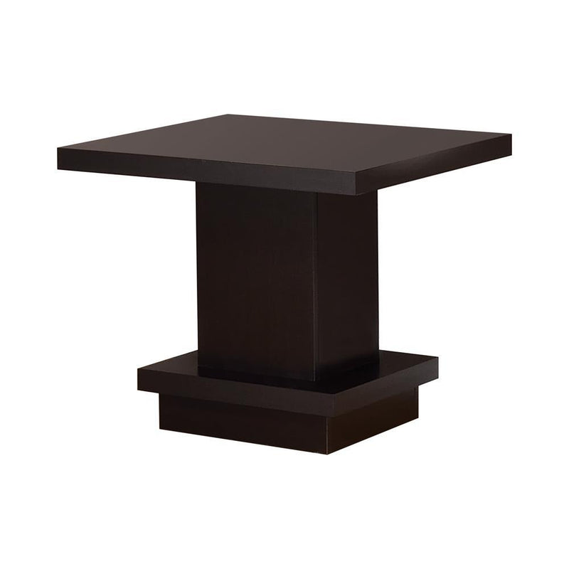 Reston Pedestal Square End Table Cappuccino - Furniture Center (NY)