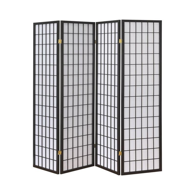 Roberto 4-panel Folding Screen Dark Grey and White - Furniture Center (NY)
