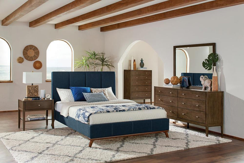 Charity Queen Upholstered Bed Blue - Furniture Center (NY)