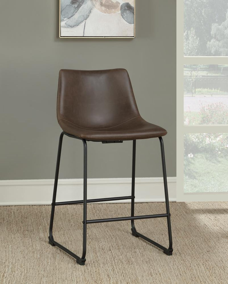 Michelle Armless Counter Height Stools Two-tone Brown and Black (Set of 2) - Furniture Center (NY)
