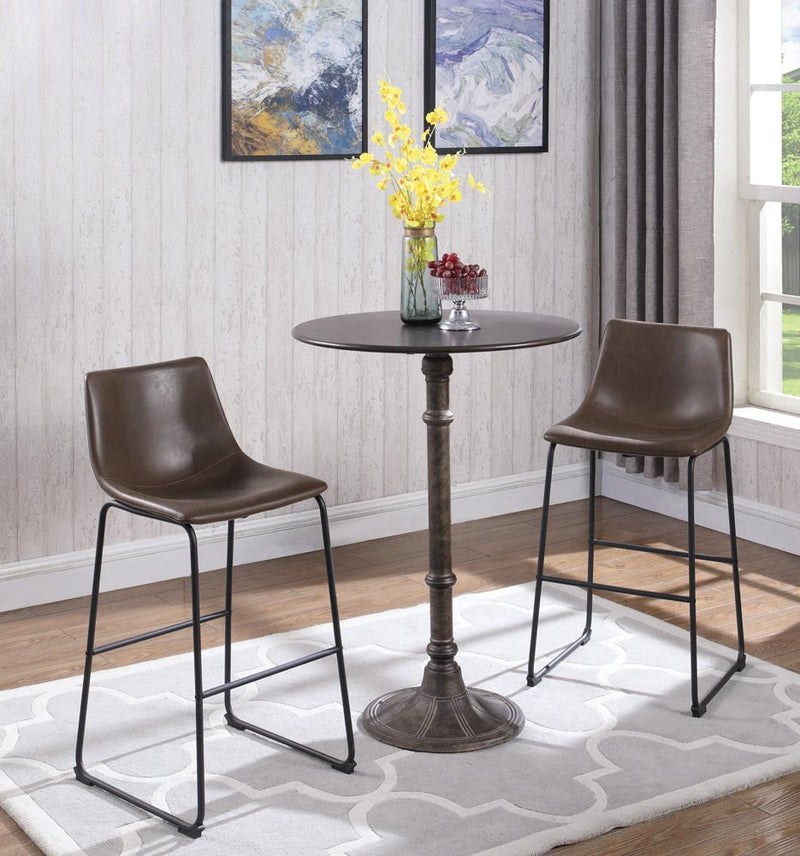 Michelle Armless Bar Stools Two-tone Brown and Black (Set of 2) - Furniture Center (NY)