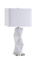 Camie Geometric Ceramic Base Table Lamp White - Furniture Center (NY)