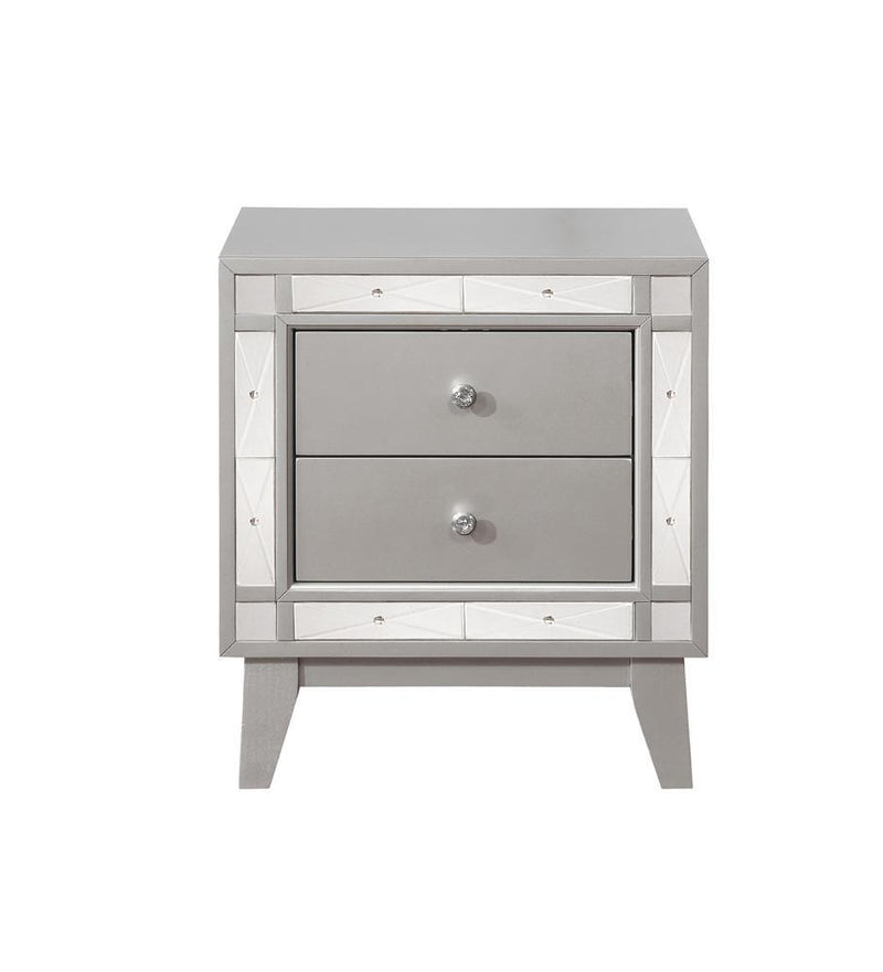 Leighton 2-drawer Nightstand Metallic Mercury - Furniture Center (NY)