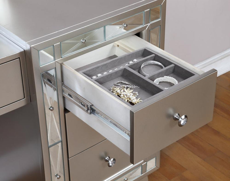 Leighton Vanity Desk and Stool Metallic Mercury - Furniture Center (NY)