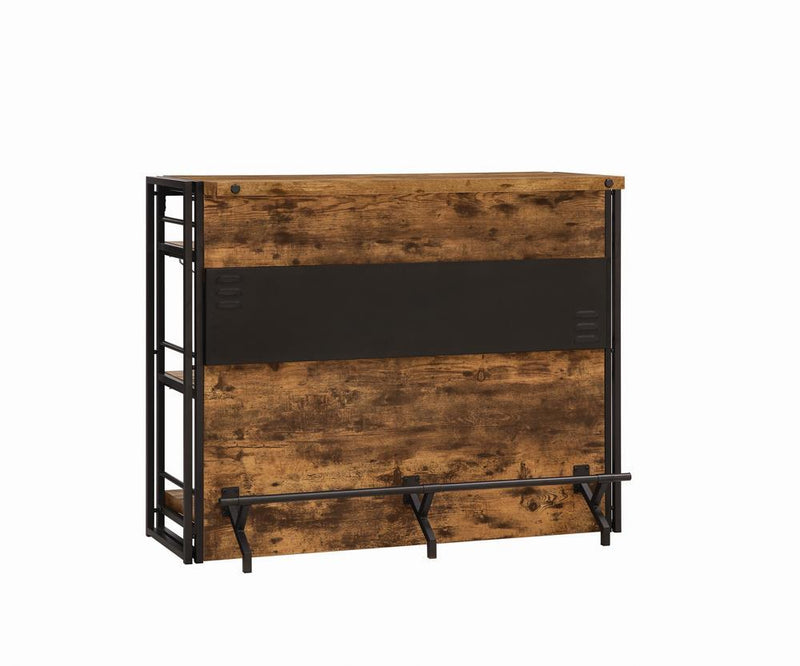 Renaldi Bar Unit with Stemware Rack Antique Nutmeg - Furniture Center (NY)
