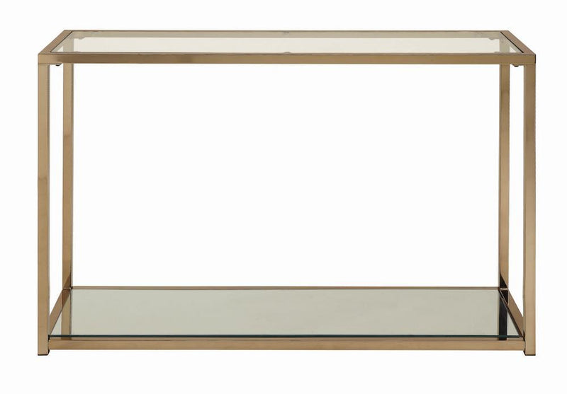 Cora Sofa Table with Mirror Shelf Chocolate Chrome - Furniture Center (NY)