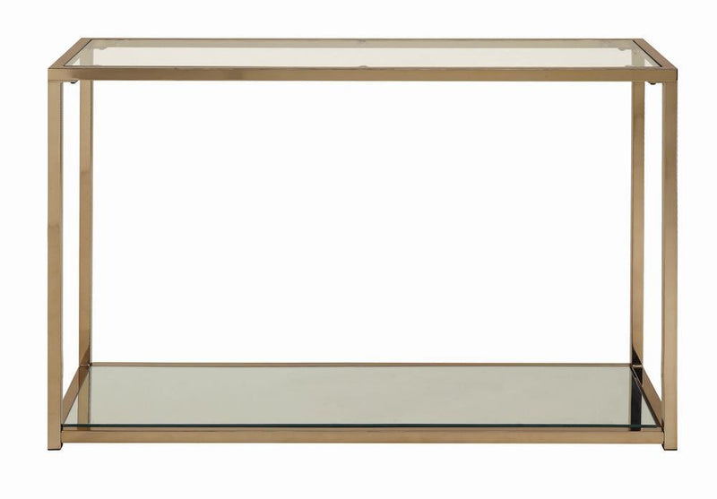 Cora Sofa Table with Mirror Shelf Chocolate Chrome
