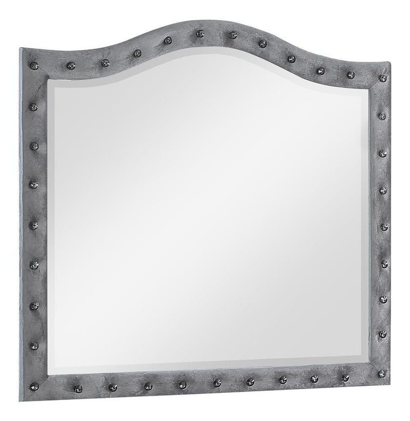 Deanna Button Tufted Dresser Mirror Grey - Furniture Center (NY)