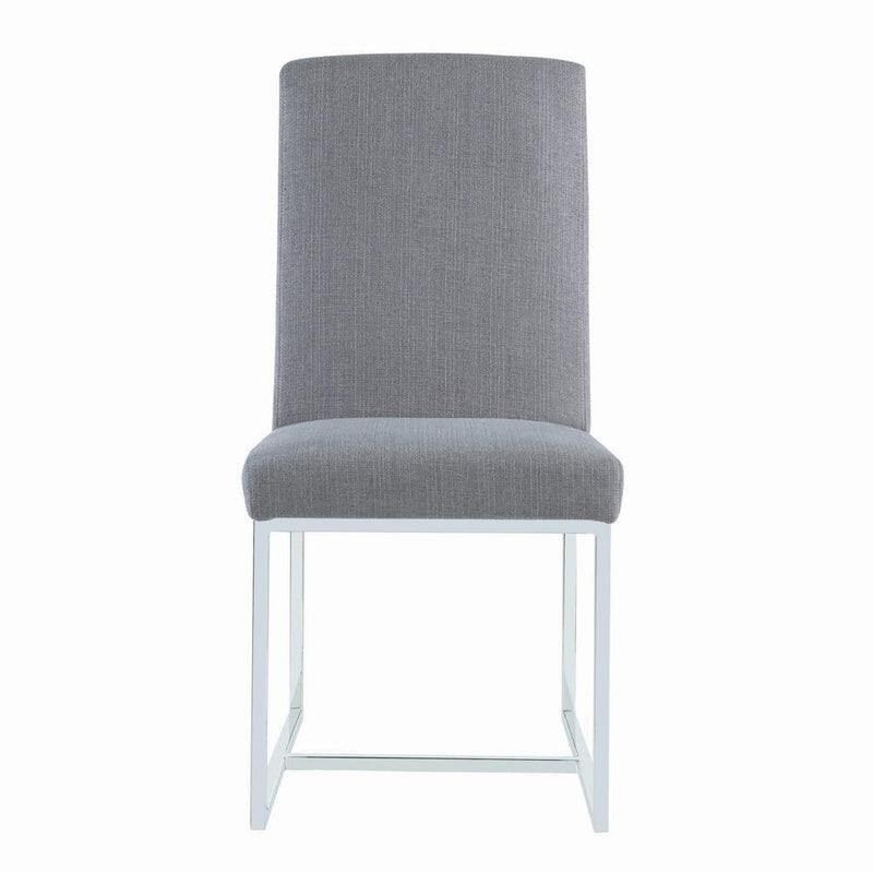 Mackinnon Upholstered Side Chairs Grey and Chrome (Set of 2) - Furniture Center (NY)