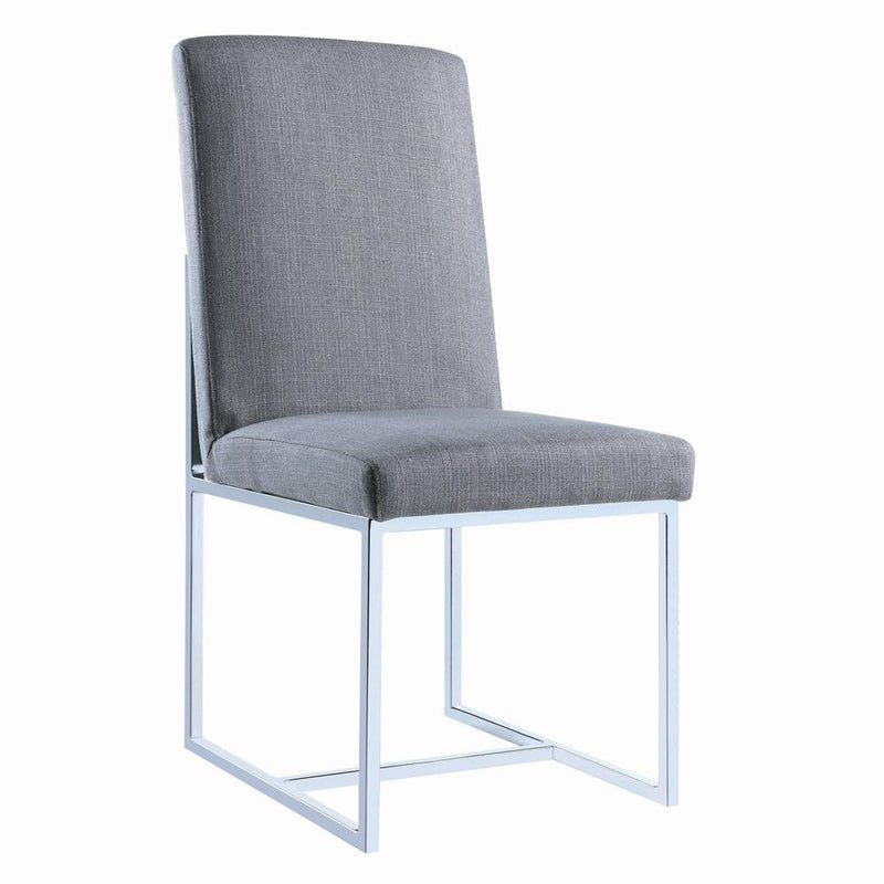Mackinnon Upholstered Side Chairs Grey and Chrome (Set of 2) - Furniture Center (NY)