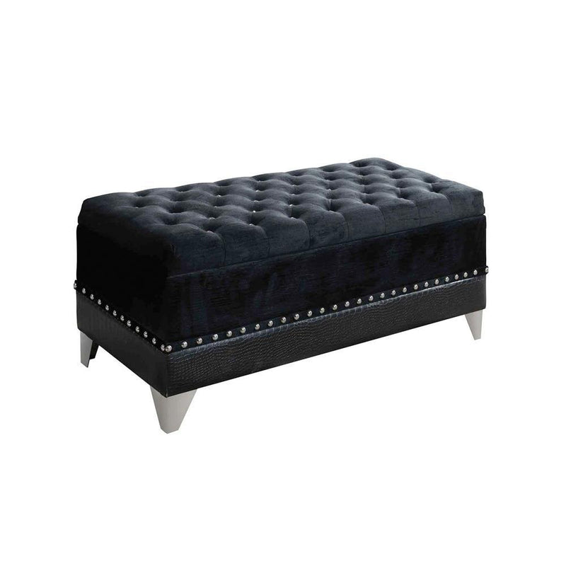 Barzini Tufted Rectangular Trunk with Nailhead Black - Furniture Center (NY)