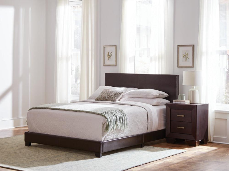 Dorian Upholstered Queen Bed Brown - Furniture Center (NY)