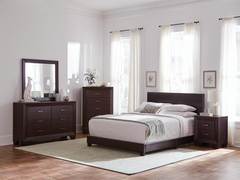 Dorian Upholstered California King Bed Brown - Furniture Center (NY)