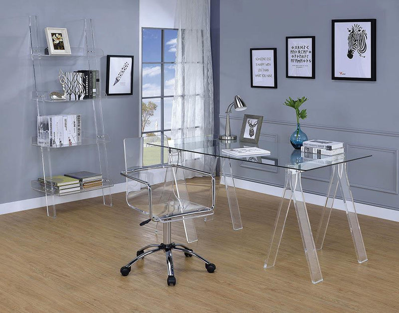 Amaturo 4-shelf Ladder Bookcase Clear - Furniture Center (NY)