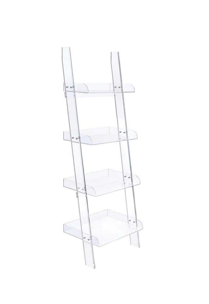 Amaturo 4-shelf Ladder Bookcase Clear - Furniture Center (NY)