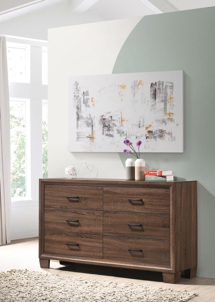 Brandon 6-drawer Dresser Medium Warm Brown - Furniture Center (NY)
