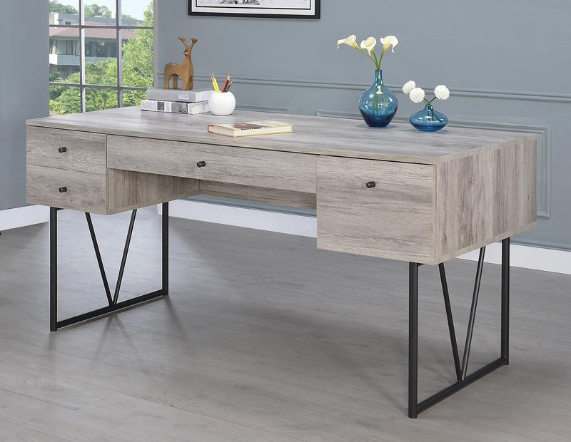 Analiese 4-drawer Writing Desk Grey Driftwood - Furniture Center (NY)