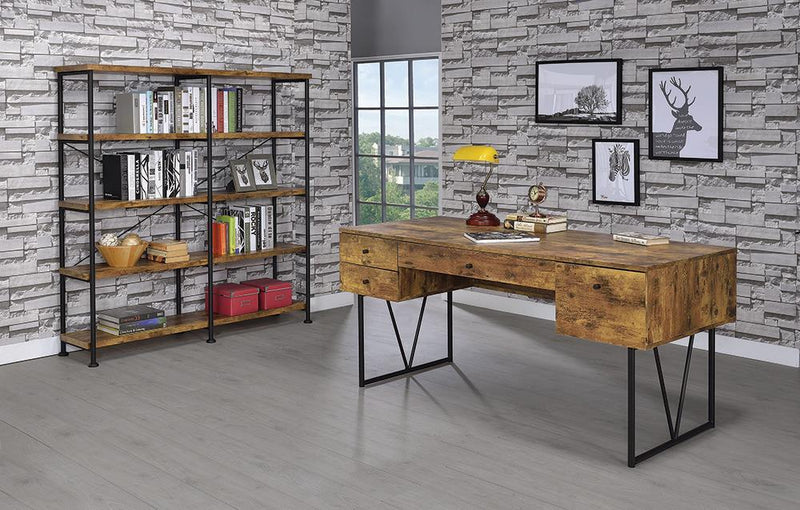 Analiese 4-shelf Open Bookcase Antique Nutmeg - Furniture Center (NY)