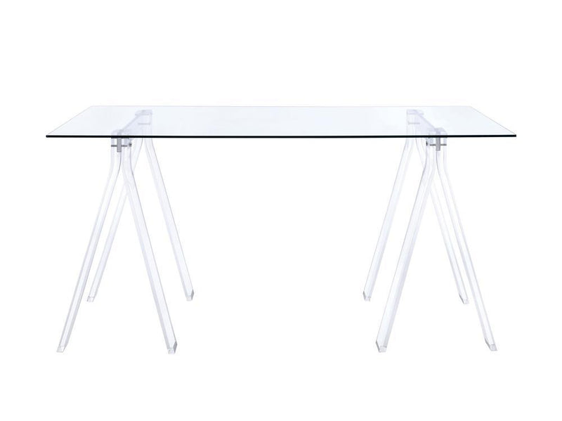 Amaturo Writing Desk with Glass Top Clear - Furniture Center (NY)