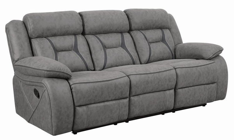 Higgins Pillow Top Arm Upholstered Motion Sofa Grey - Furniture Center (NY)