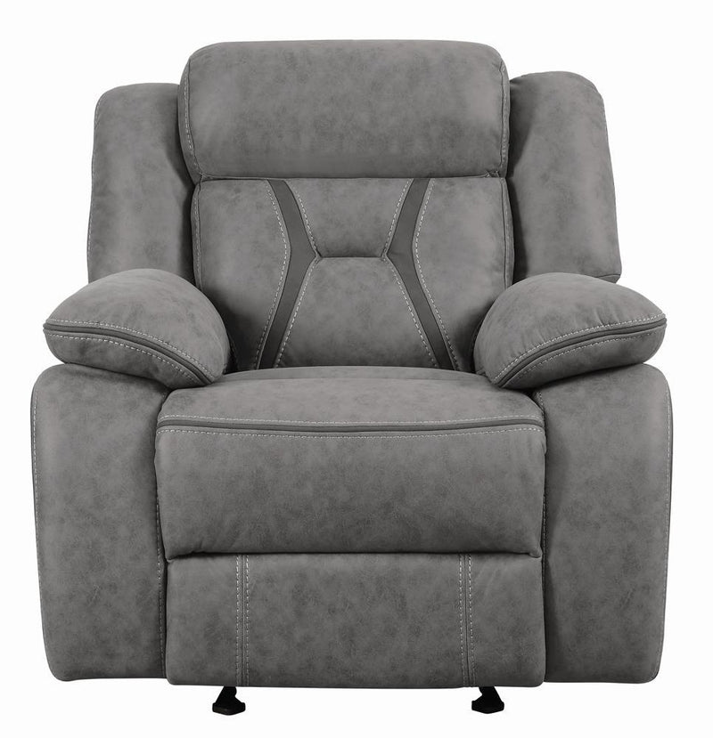 Higgins Overstuffed Upholstered Glider Recliner Grey - Furniture Center (NY)