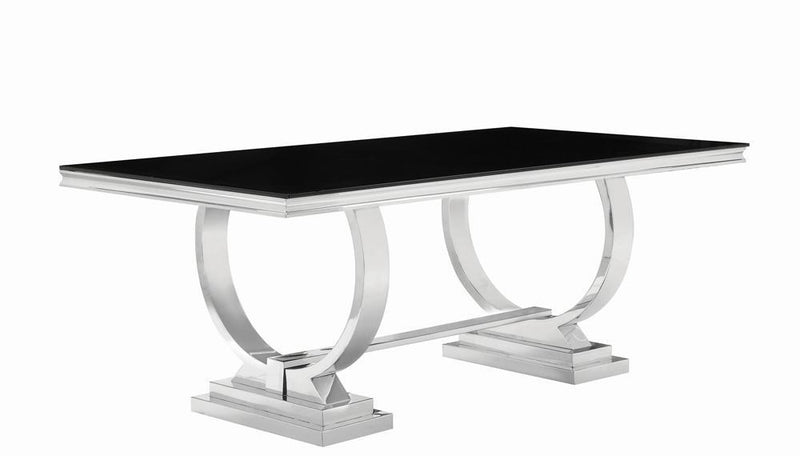 Antoine Rectangular Dining Table Chrome and Black - Furniture Center (NY)