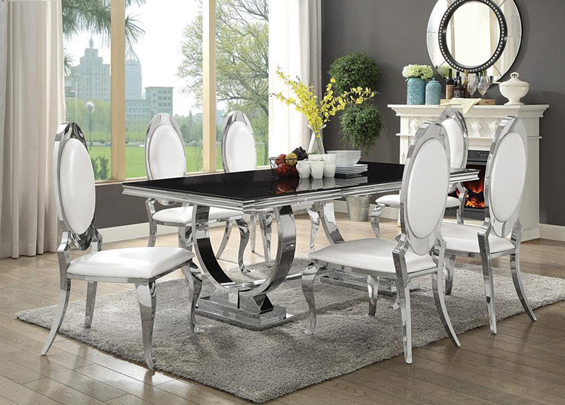 Antoine Rectangular Dining Table Chrome and Black - Furniture Center (NY)