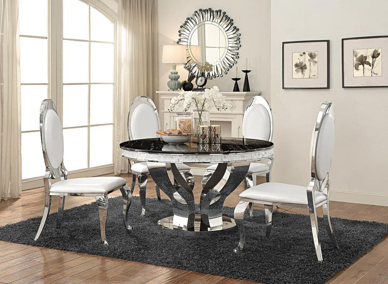 Anchorage Round Dining Table Chrome and Black - Furniture Center (NY)