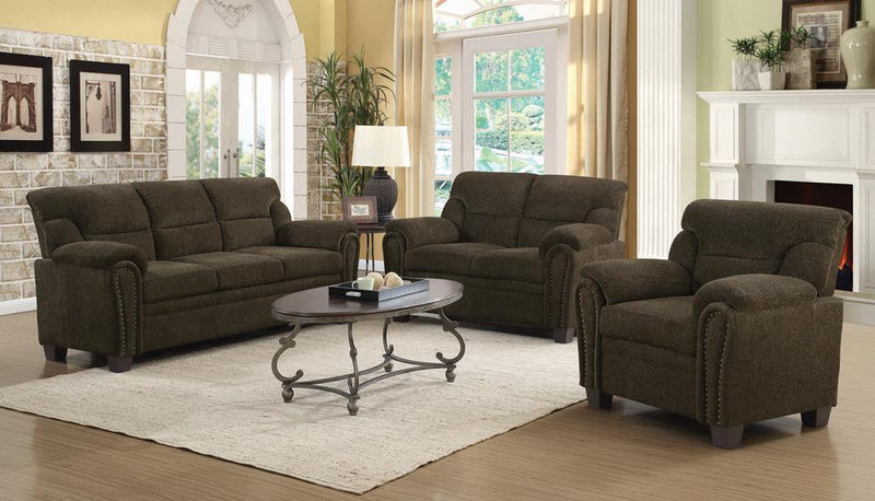 Clementine Upholstered Chair with Nailhead Trim Brown - Furniture Center (NY)