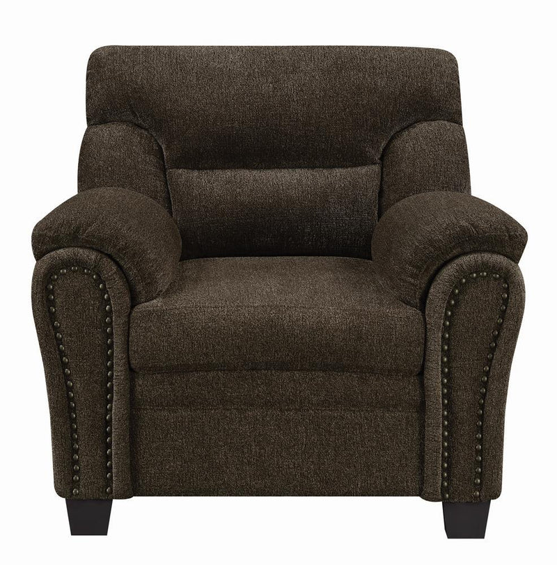 Clementine Upholstered Chair with Nailhead Trim Brown - Furniture Center (NY)