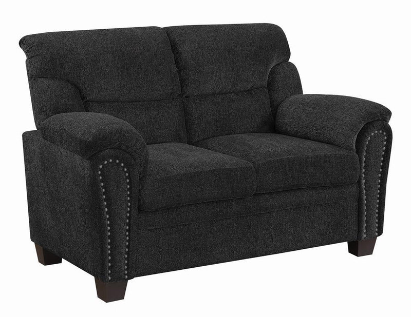 Clementine Upholstered Loveseat with Nailhead Trim Grey - Furniture Center (NY)