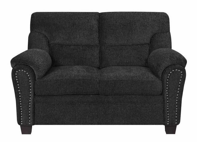 Clementine Upholstered Loveseat with Nailhead Trim Grey - Furniture Center (NY)