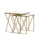 Bette 2-piece Nesting Table Set White and Gold - Furniture Center (NY)