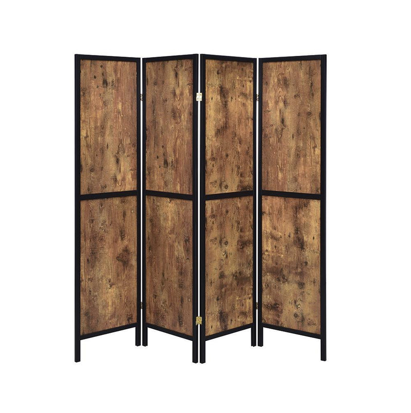 Deepika 4-panel Folding Screen Antique Nutmeg and Black - Furniture Center (NY)