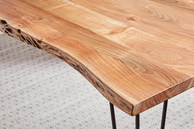 Sherman Rectangular Dining Table Natural Acacia and Matte Black - Furniture Center (NY)
