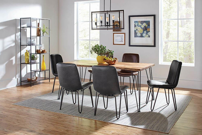 Sherman Rectangular Dining Table Natural Acacia and Matte Black - Furniture Center (NY)