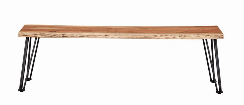 Sherman Bench Natural Acacia and Matte Black - Furniture Center (NY)
