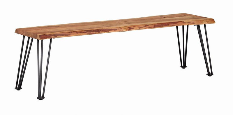 Sherman Bench Natural Acacia and Matte Black - Furniture Center (NY)