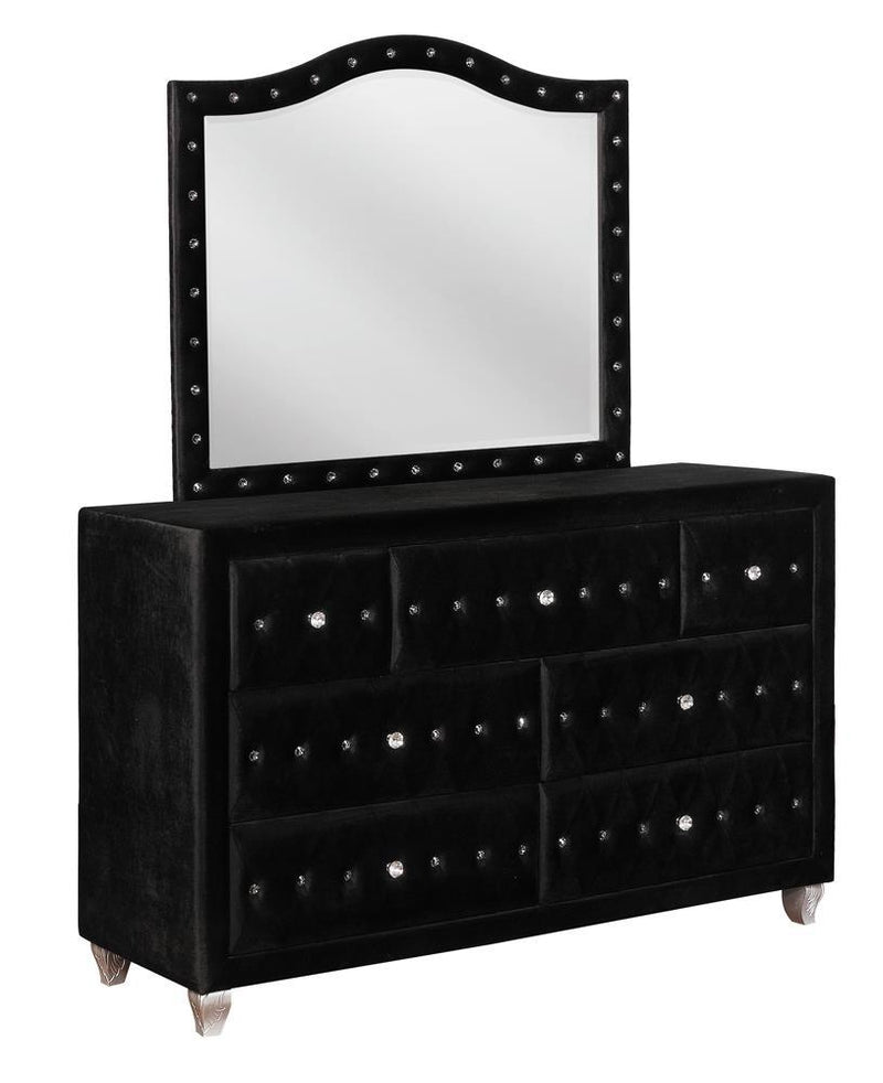 Deanna Button Tufted Dresser Mirror Black - Furniture Center (NY)