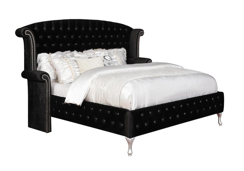 Deanna Queen Tufted Upholstered Bed Black - Furniture Center (NY)
