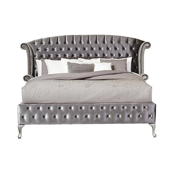 Deanna California King Tufted Upholstered Bed Grey - Furniture Center (NY)